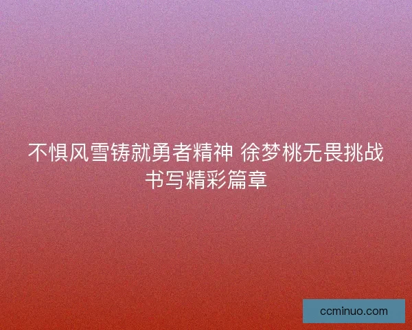 不惧风雪铸就勇者精神 徐梦桃无畏挑战书写精彩篇章