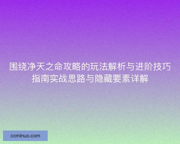 围绕净天之命攻略的玩法解析与进阶技巧指南实战思路与隐藏要素详解